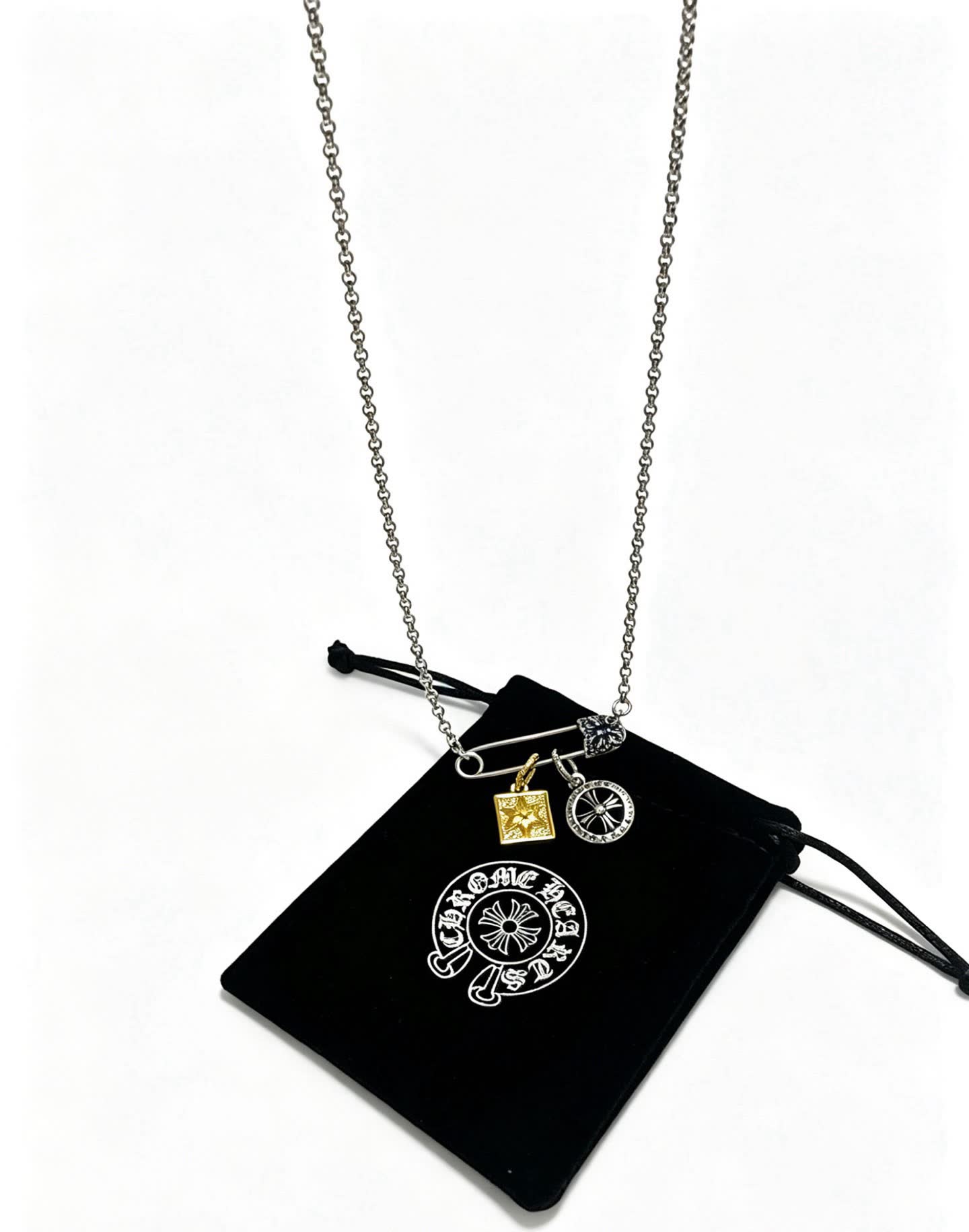 Chrome Hearts Necklace with Square and Round Charms